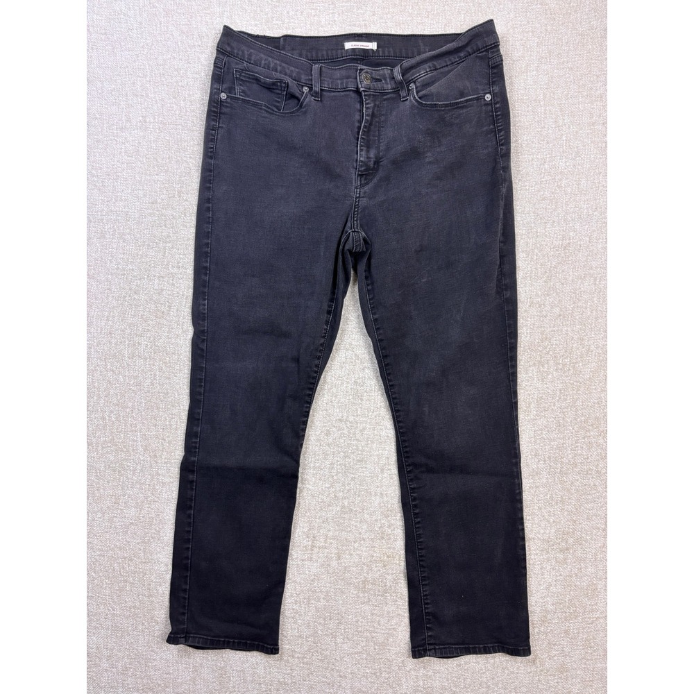 Levis Classic Straight Jeans Womens 16 Black Denim Stretch Mid Rise Pants